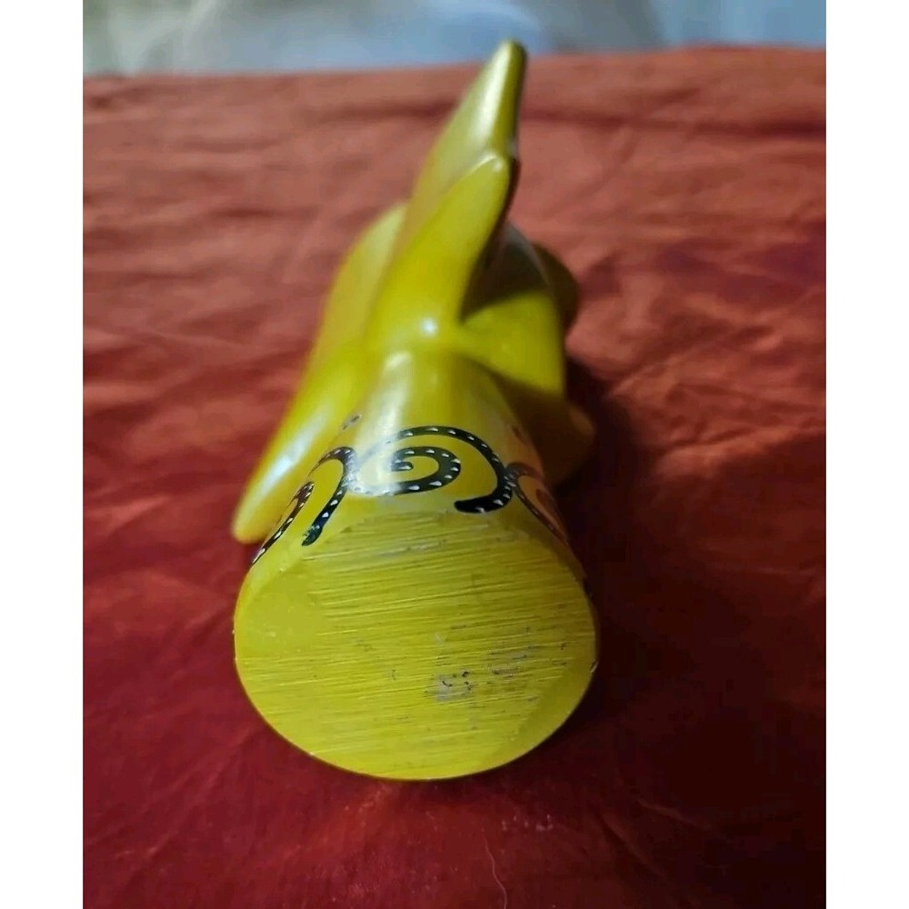 Hand-Carved Soapstone Angel – Yellow W/Black‎ Design - Picture 3 of 4
